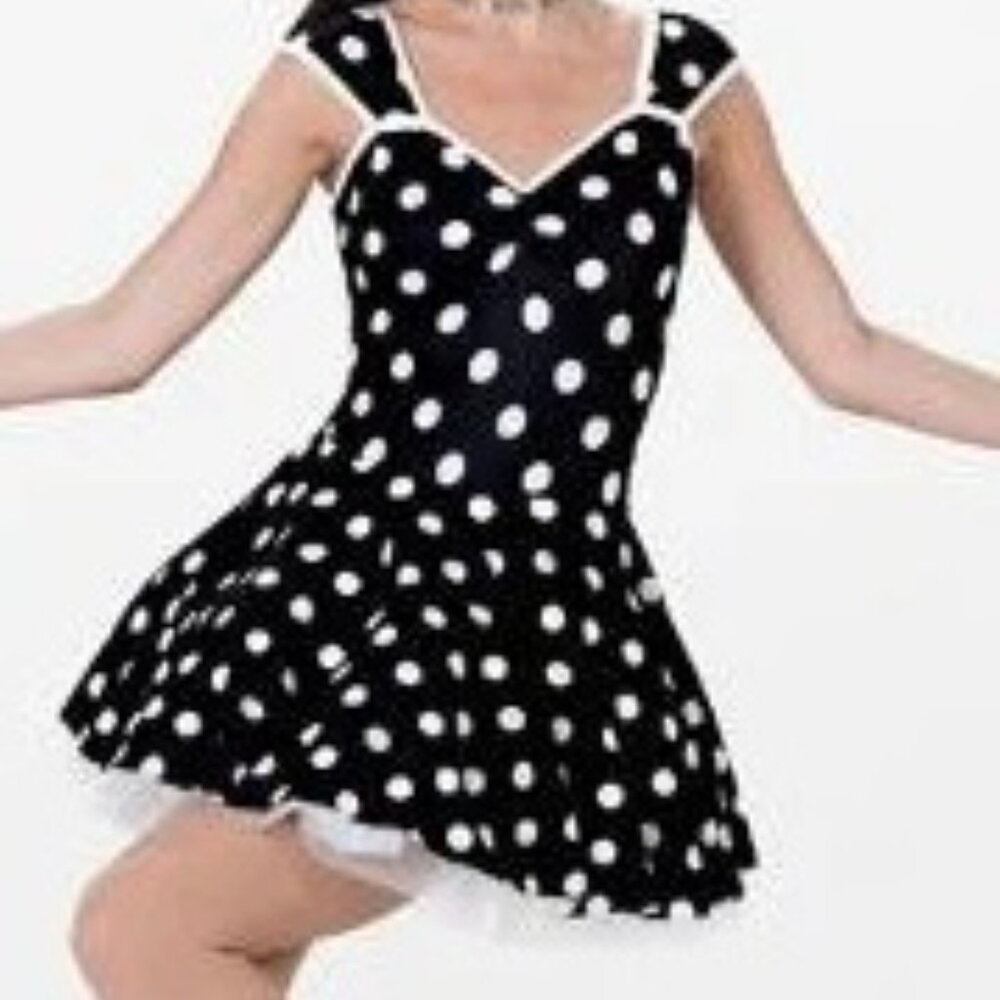 Art stone # 0619 SC black with white polka dots dance costume